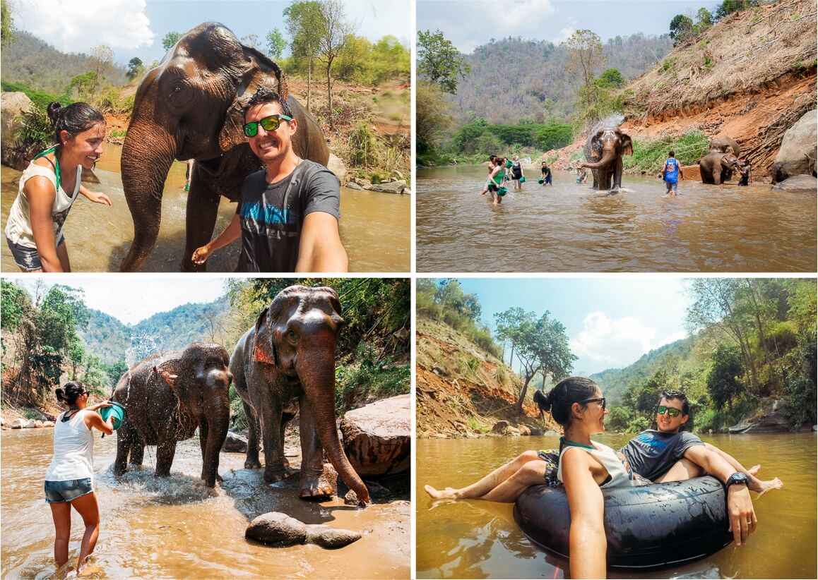 Banho de rio junto com os elefantes Sem dúvidas, a parte mais divertida do passeio