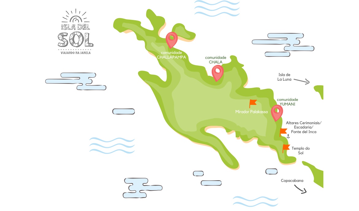 Isla del Sol - mapa da ilha